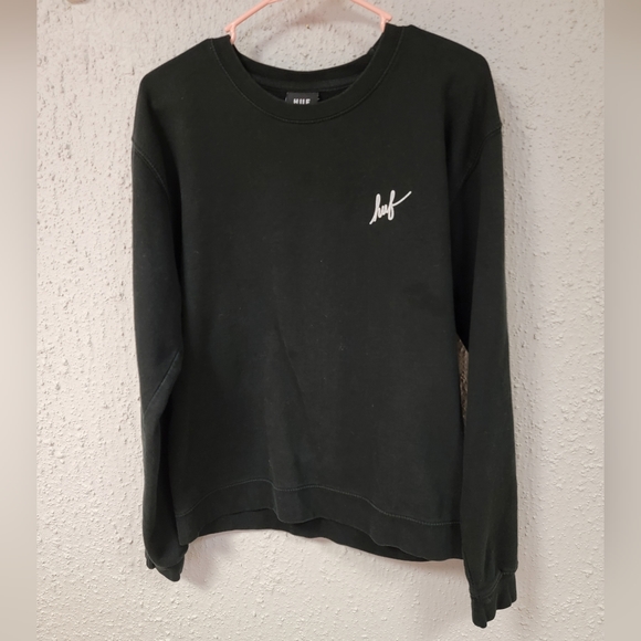 HUF | Tops | Huff Black With White Logo Sweatshirt | Poshmark